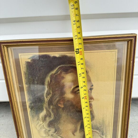 Vintage 1935 Gold Framed The Christ Warner Sallman Litho? Print 11x13 - LN - Picture 5 of 5
